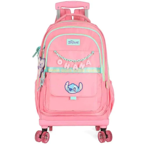 Mochila Stitch Salmão com roda - Luxcel