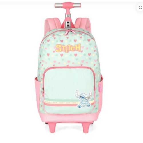 Mochila Stitch verde com roda - Luxcel Mochila Stitch verde com roda - Luxcel