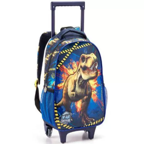 Mochila com Roda Dinosaurs World Azul - Seanite