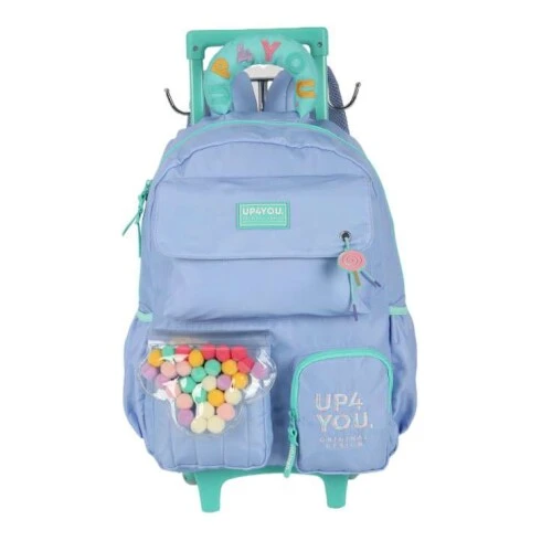 Mochila com Roda Luxcel Up4You Pom Pom Azul - Luxcel