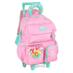 Mochila com Roda Luxcel Up4You Pompom Rosa - Luxcel