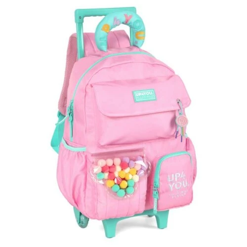 Mochila com Roda Luxcel Up4You Pompom Rosa - Luxcel