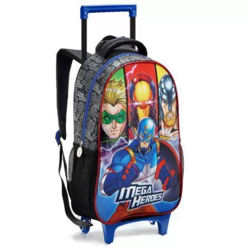 Mochila com Roda Mega Heroes Preta - Seanite