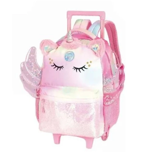 Mochila com Roda UP4YOU Unicórnio Rosa - Luxcel