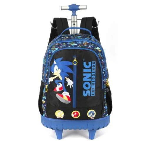 Mochila com roda Escolar Sonic The Hedgehog Azul - Luxcel