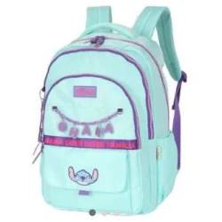 Mochila de Costas Juvenil Stitch Original Luxcel Verde/Turquesa