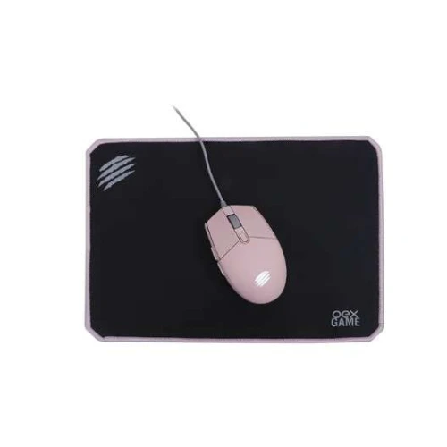 Mouse Com Fio Oex Arya Kit Com Mousepad MC104 Preto E Rosa