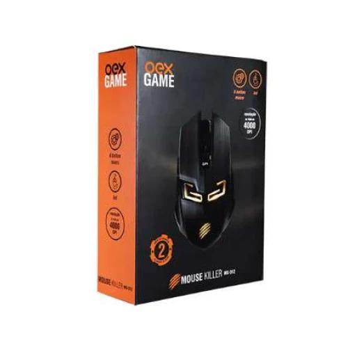 Mouse Com Fio Oex Killer Preto MS312 Com 6 Botões E Led