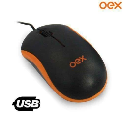 Mouse com fio Mini Preto c/Laranja OEX