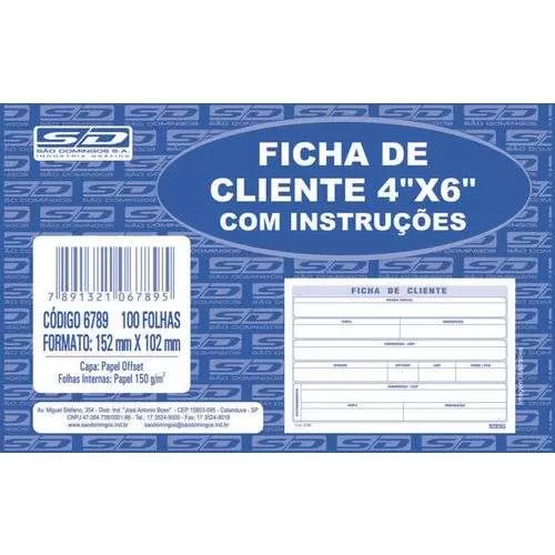 Pacote de Fichas de Cliente 4x6
