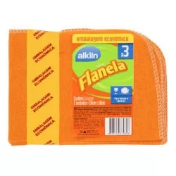 Pano Flanela Multiuso 28x38 c/3un - Alklin