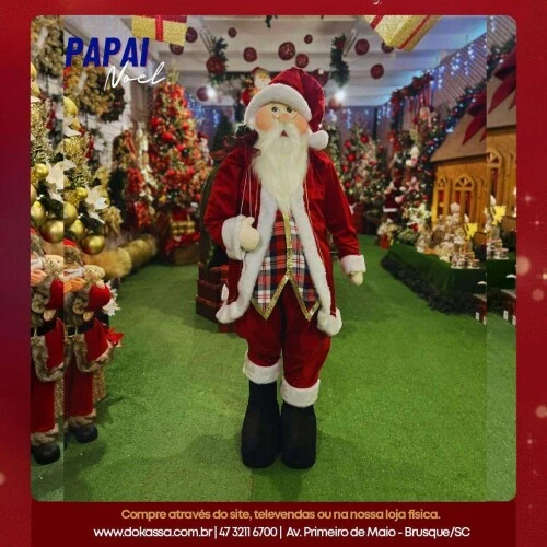 Papai Noel Artesanal Sortido 1,6 metros - Pé de Pano