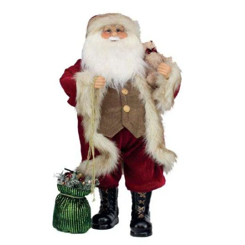 Papai Noel em Pé 63cm com Urso e Presente - Cromus