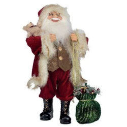 Papai Noel em Pé 63cm com Urso e Presente - Cromus