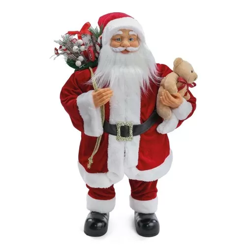 Papai Noel em Pé 80cm com Urso - Cromus