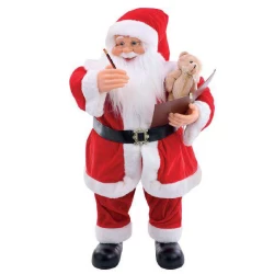 Papai Noel em Pé 80cm Musical com Urso - Cromus