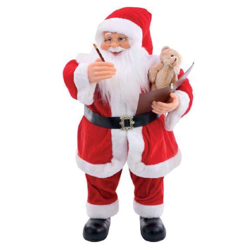 Papai Noel em Pé 80cm Musical com Urso - Cromus