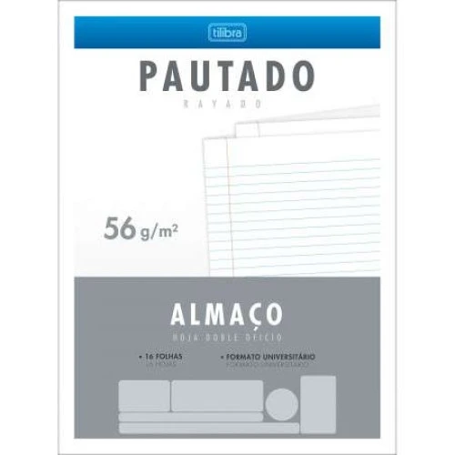 Papel Almaço com Pauta e Margens c/16 folhas