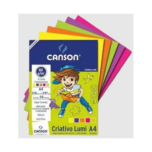 Papel Bloco Criativo Lumi 5 Cores Canson 50 folhas Papel Bloco Criativo Lumi 5 Cores Canson 50 folhas