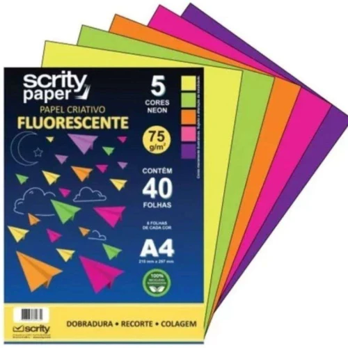 Papel Bloco Criativo Lumi 5 Cores Scrity 40 Folhas Papel Bloco Criativo Lumi 5 Cores Scrity 40 Folhas
