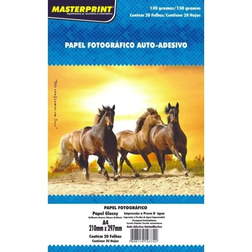 Papel Fotografico Adesivo Glossy com 20 folhas - Masterprint