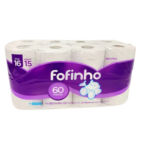 Papel Higienico Fofinho - 16 rolos com 60 metros cada