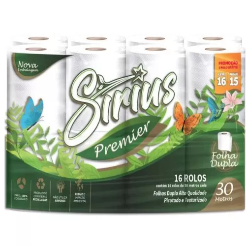 Papel Higienico Premir 30M c/16 Rolos - Sirius