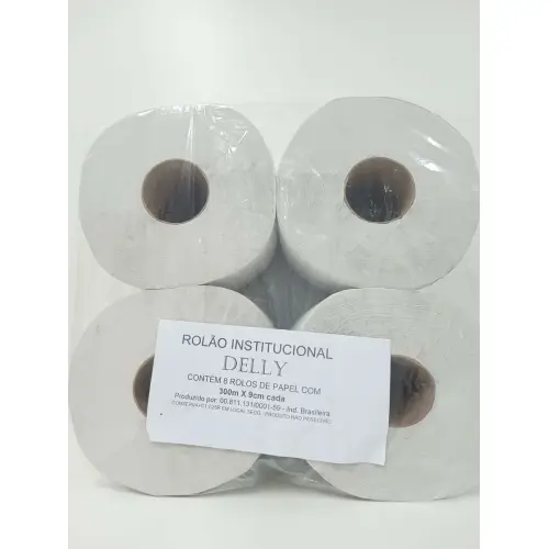 Papel Higiênico Rolao Branco com 8 Rolos de 300 Metros - Delly