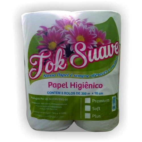 Papel Higiênico Rolão Tok Suave 8 Rolos com 300 Metros