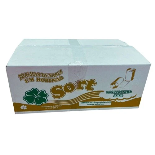Papel Toalha Branco Extra Luxo 20x200m caixa com 6 rolos - Sort