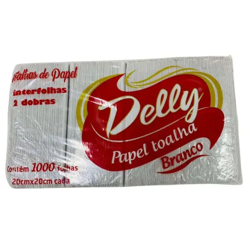 Papel Toalha Interfolhado Branco 1000 folhas - Delly Papel Toalha Interfolhado Branco 1000 folhas - Delly