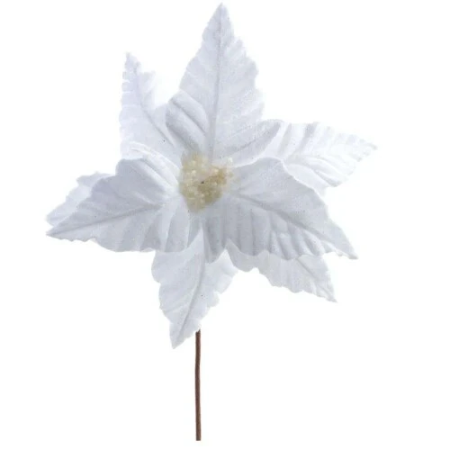 Pick Natalino Flor Decorativa Poinsetia Branco 30cm