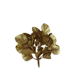 Pick Natalino Flor Poinsétia Folhas Ouro 20cm - Cromus