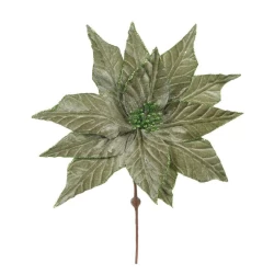 Pick Natalino Flor Poinsétia Verde Brilhante 43cm - Cromus