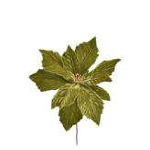 Pick Natalino Flor Poinsétia Verde com Dourado 30cm - Cromus