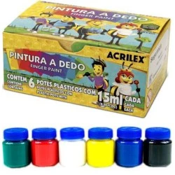 Pintura a Dedo 6 cores - Não Lavável - Acrilex