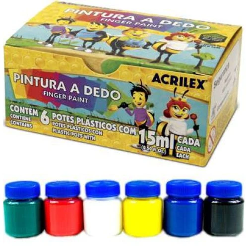 Pintura a Dedo 6 cores - Não Lavável - Acrilex