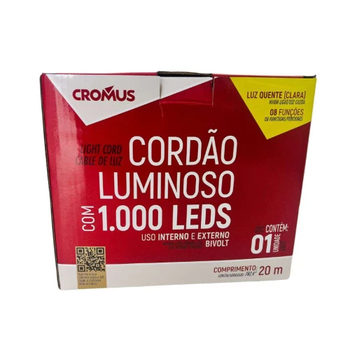 Pisca Pisca Cordão Luminoso Led 1000 Lâmpadas Claro - Cromus