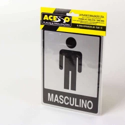 Placa Banheiro Masculino Prata B-566