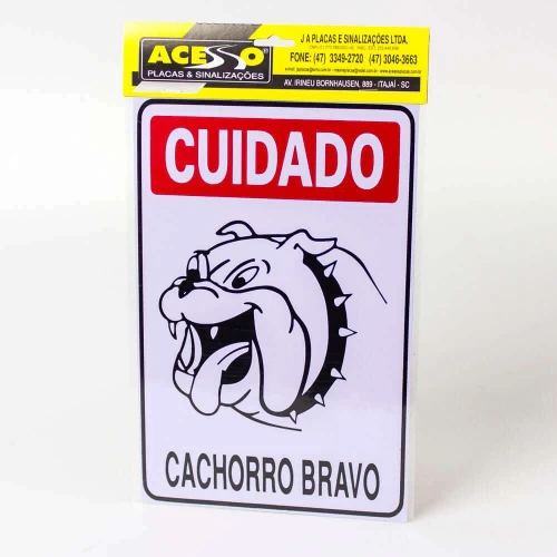 Placa Cuidado Cachorro Bravo P-6