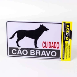 Placa Cuidado Cão Bravo P-8