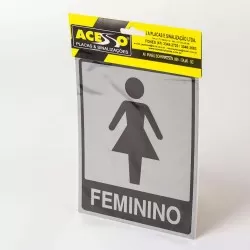 Placa de Acesso - Banheiro Feminino Prata B-565