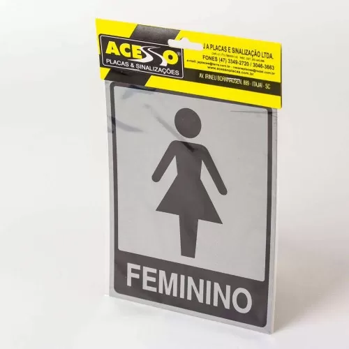 Placa de Acesso - Banheiro Feminino Prata B-565