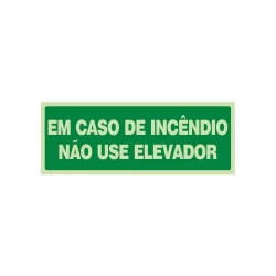 Placas Acesso Luminescente Incêndio Não usar Elevador