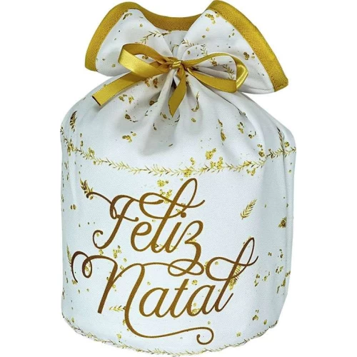 Porta Panetone de Natal Dourado 29x23cm - NSW