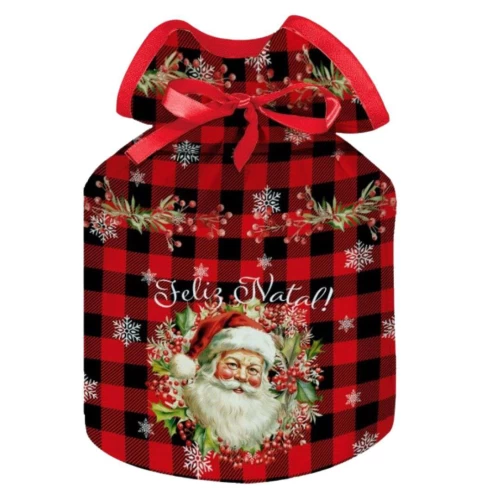 Porta Panetone de Natal Xadrez Buffalo Plaid 29x23cm - NSW