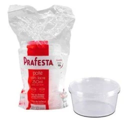 Pote Redondo com Lacre 250ml c/10 un - Prafesta