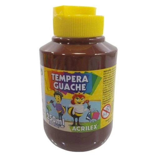 Pote de tinta guache com 250ml marrom Acrilex