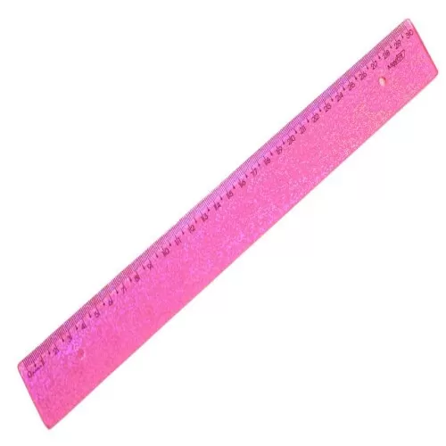 Régua Acrilica 30cm Glitter Rosa - Waleu