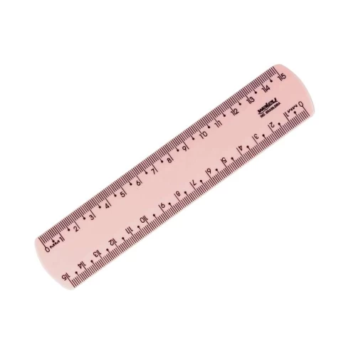 Régua Plástica Rosa Pastel Escolar 15 cm - Waleu